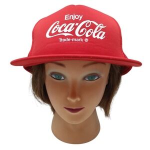 VINTAGE 80's COCA‎ COLA RED SNAPBACK TRUCKER HAT MADE IN USA
